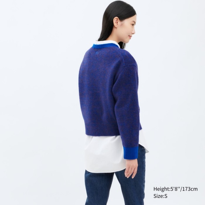 Uniqlo Souffle Yarn Crew Neck Long-Sleeve Tröjor Dam Röda | 9627038