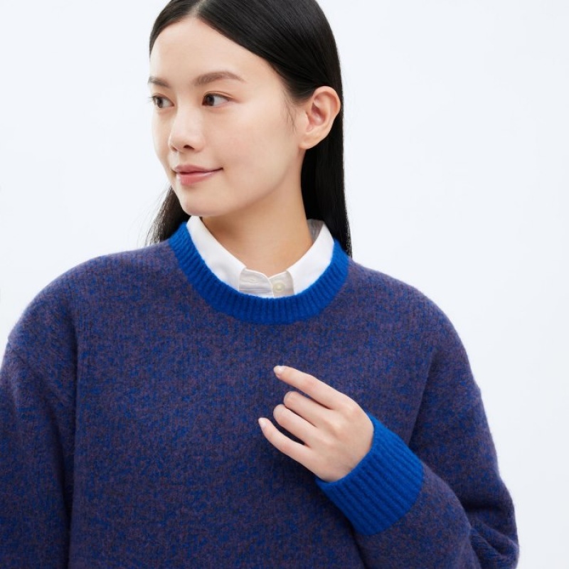 Uniqlo Souffle Yarn Crew Neck Long-Sleeve Tröjor Dam Röda | 9627038