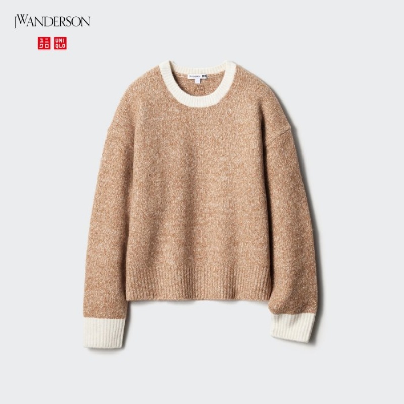 Uniqlo Souffle Yarn Crew Neck Long-Sleeve Tröjor Dam Röda | 9627038