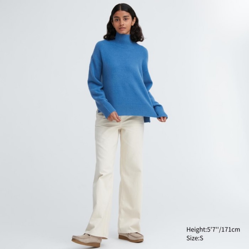 Uniqlo Souffle Yarn High Neck Long-Sleeve Tröjor Dam Rosa | 6768333