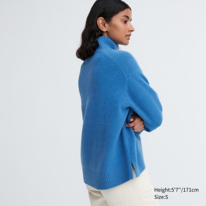 Uniqlo Souffle Yarn High Neck Long-Sleeve Tröjor Dam Rosa | 6768333
