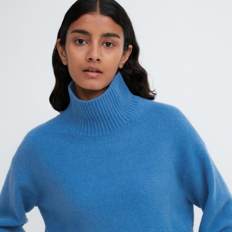Uniqlo Souffle Yarn High Neck Long-Sleeve Tröjor Dam Rosa | 6768333
