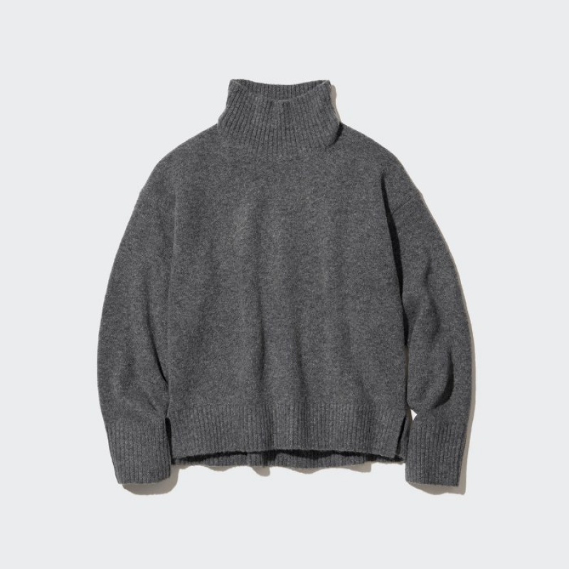 Uniqlo Souffle Yarn High Neck Long-Sleeve Tröjor Dam Rosa | 6768333