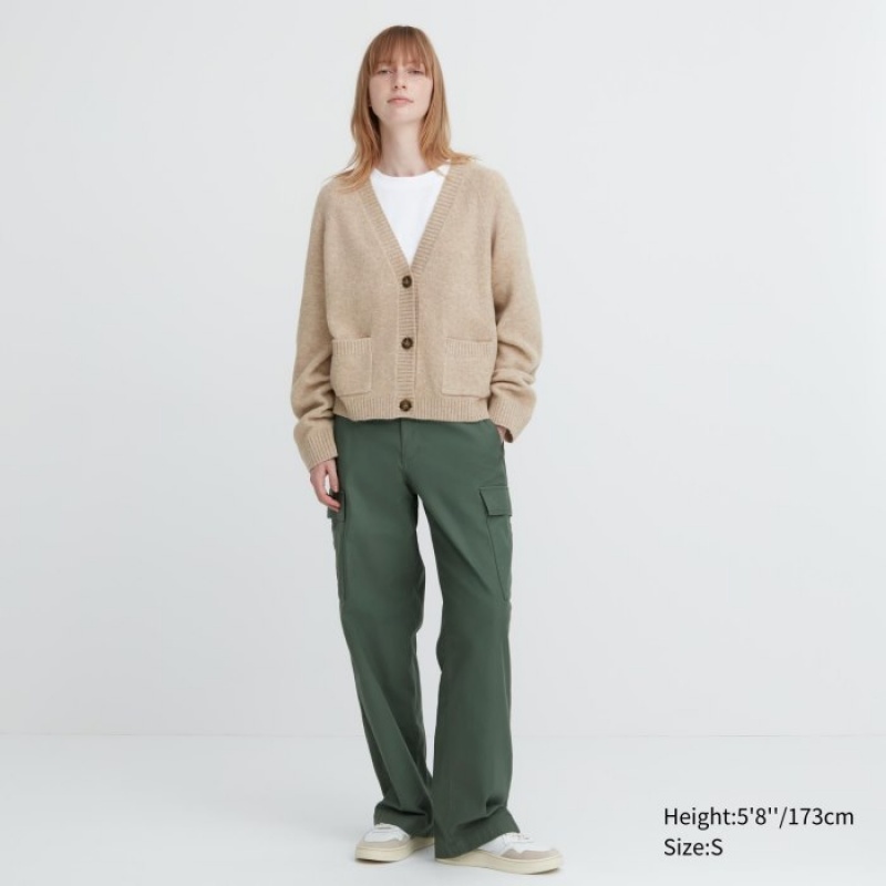 Uniqlo Souffle Yarn Short Kofta Dam Beige | 402092