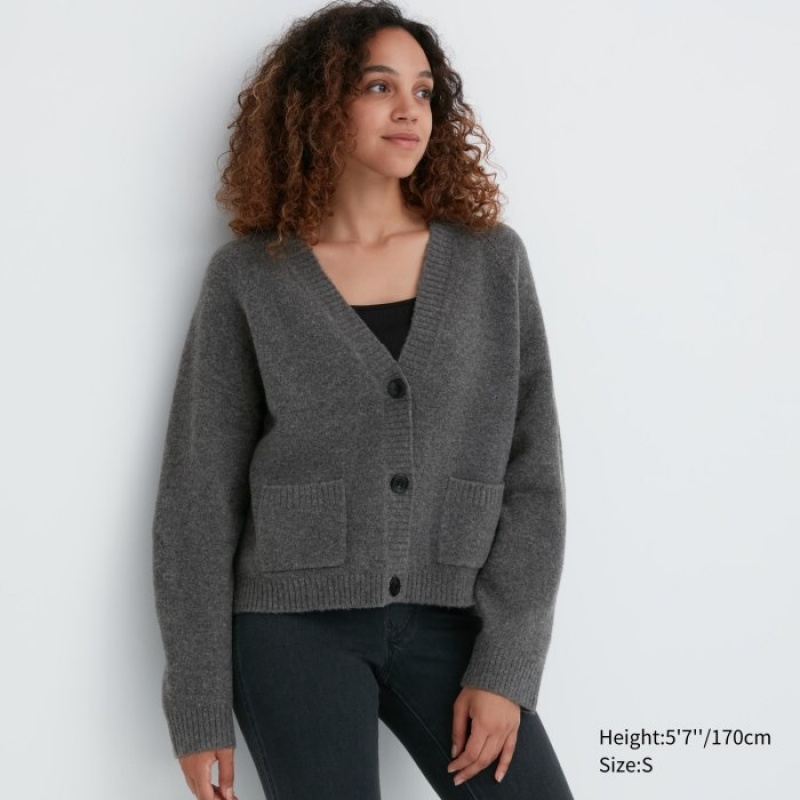 Uniqlo Souffle Yarn Short Kofta Dam Grå | 4259348