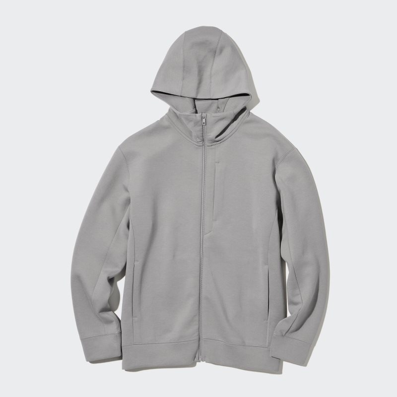 Uniqlo Stretch Dry Sweat Long-sleeve Full-zip Hoodie Herr Grå | 7860917