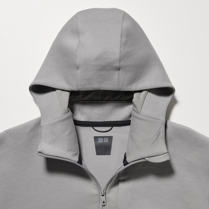 Uniqlo Stretch Dry Sweat Long-sleeve Full-zip Hoodie Herr Grå | 7860917
