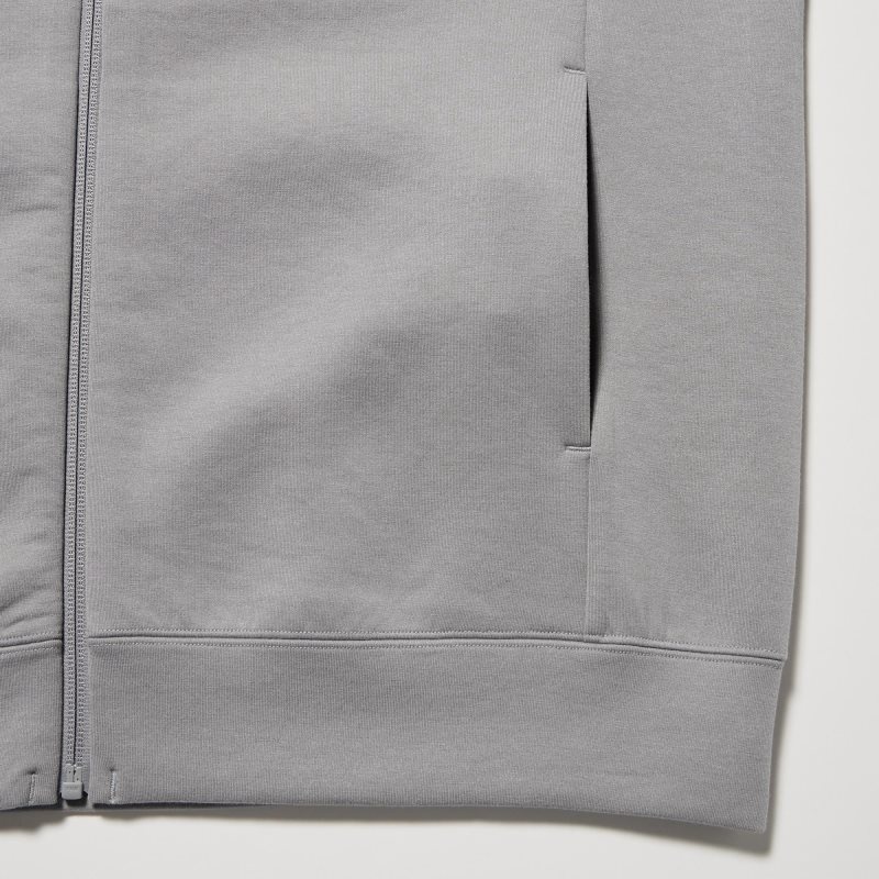Uniqlo Stretch Dry Sweat Long-sleeve Full-zip Hoodie Herr Grå | 7860917