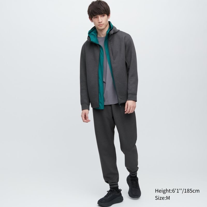 Uniqlo Stretch Dry Sweat Long-sleeve Full-zip Hoodie Herr Grå | 5054723