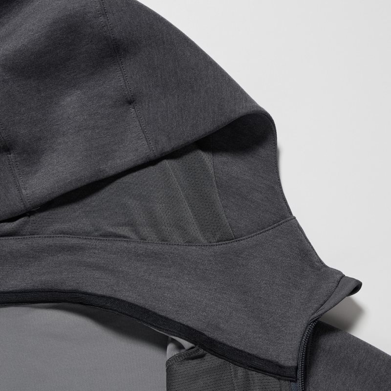 Uniqlo Stretch Dry Sweat Long-sleeve Full-zip Hoodie Herr Grå | 5054723