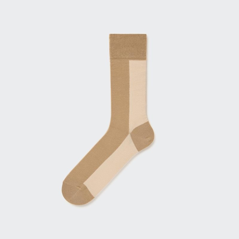 Uniqlo Striped Strumpor Herr Beige | 5682165