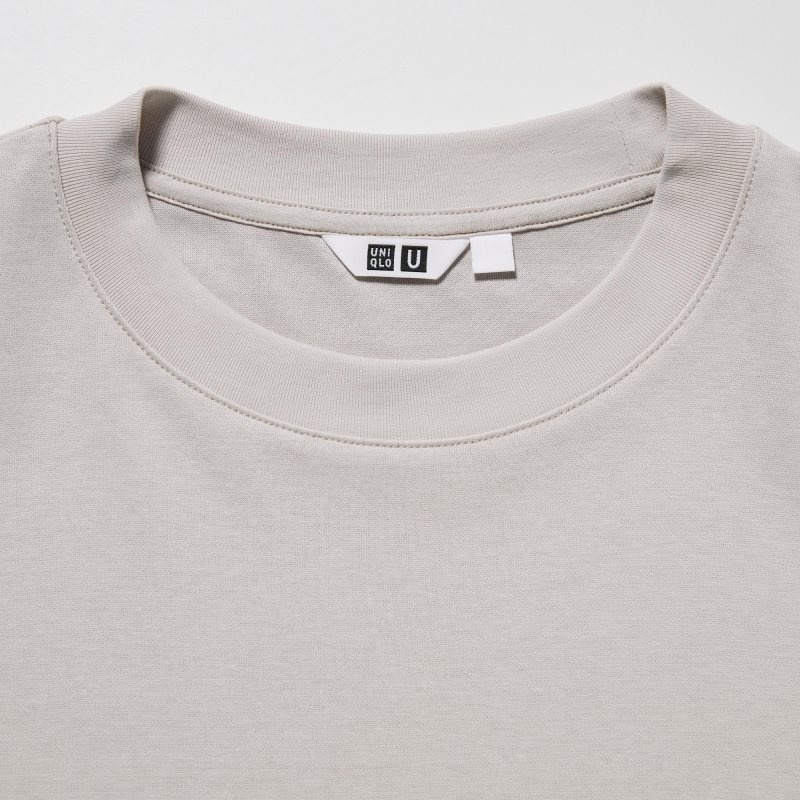 Uniqlo U AIRism Cotton Oversized Crew Neck Half-Sleeve T-shirt Herr Grå | 7979623