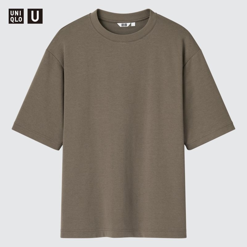 Uniqlo U AIRism Cotton Oversized Crew Neck Half-Sleeve T-shirt Herr Bruna | 8315008