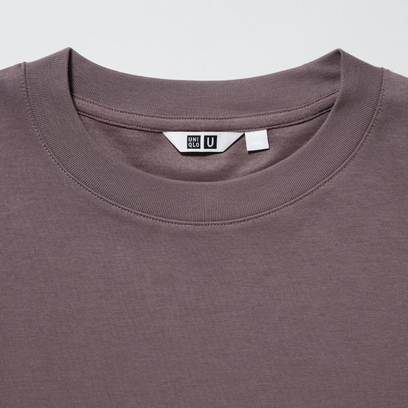 Uniqlo U AIRism Cotton Oversized Crew Neck Half-Sleeve T-shirt Herr Rosa | 6288670