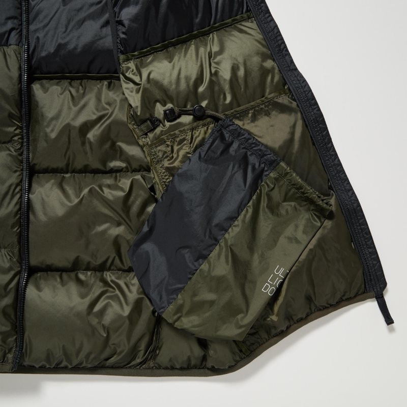 Uniqlo Ultra Light Down Color Block Väst Herr Olivgröna | 8632962