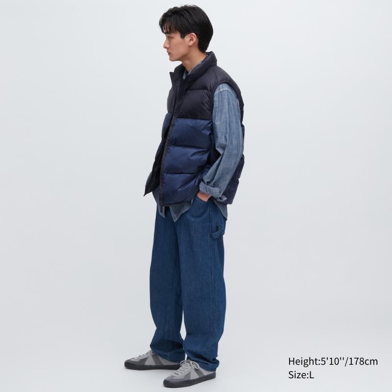 Uniqlo Ultra Light Down Wide Quilt Color Block Väst Herr Bruna | 5378670