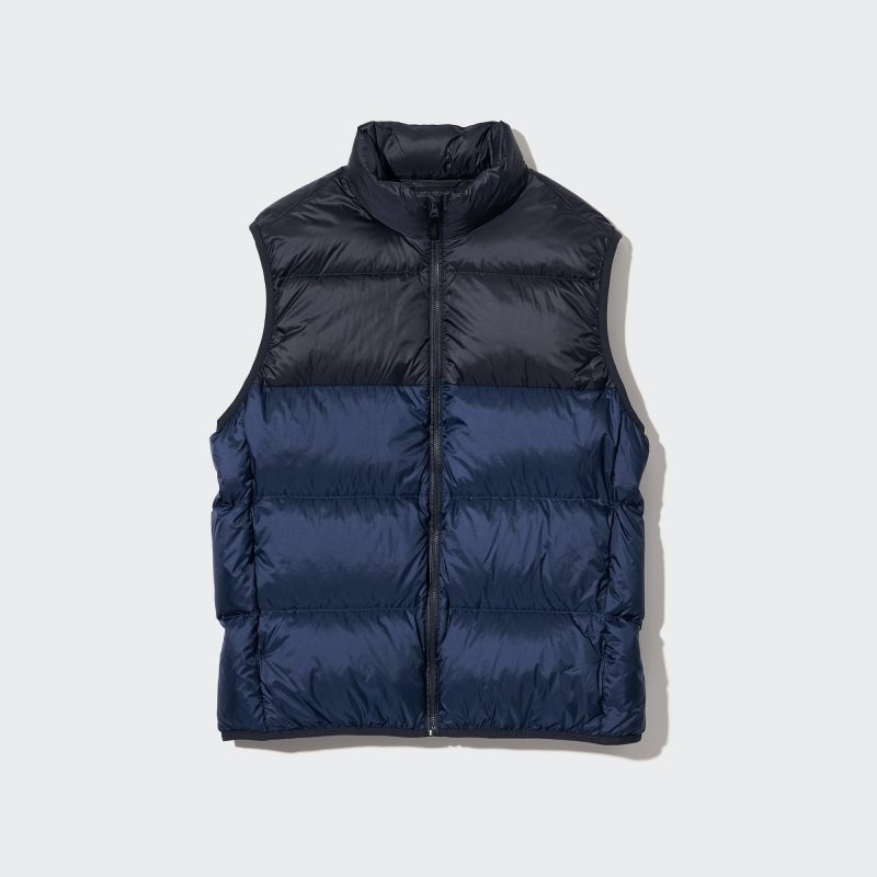 Uniqlo Ultra Light Down Wide Quilt Color Block Väst Herr Bruna | 5378670