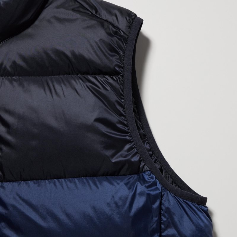 Uniqlo Ultra Light Down Wide Quilt Color Block Väst Herr Bruna | 5378670