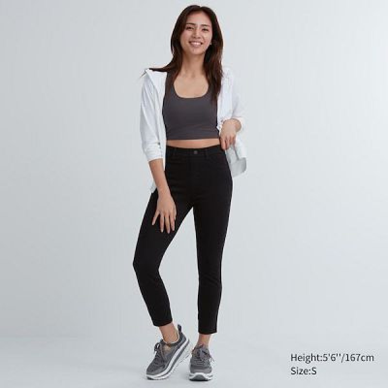 Uniqlo Ultra Stretch High-Rise Cropped Leggings Dam Svarta | 8218700