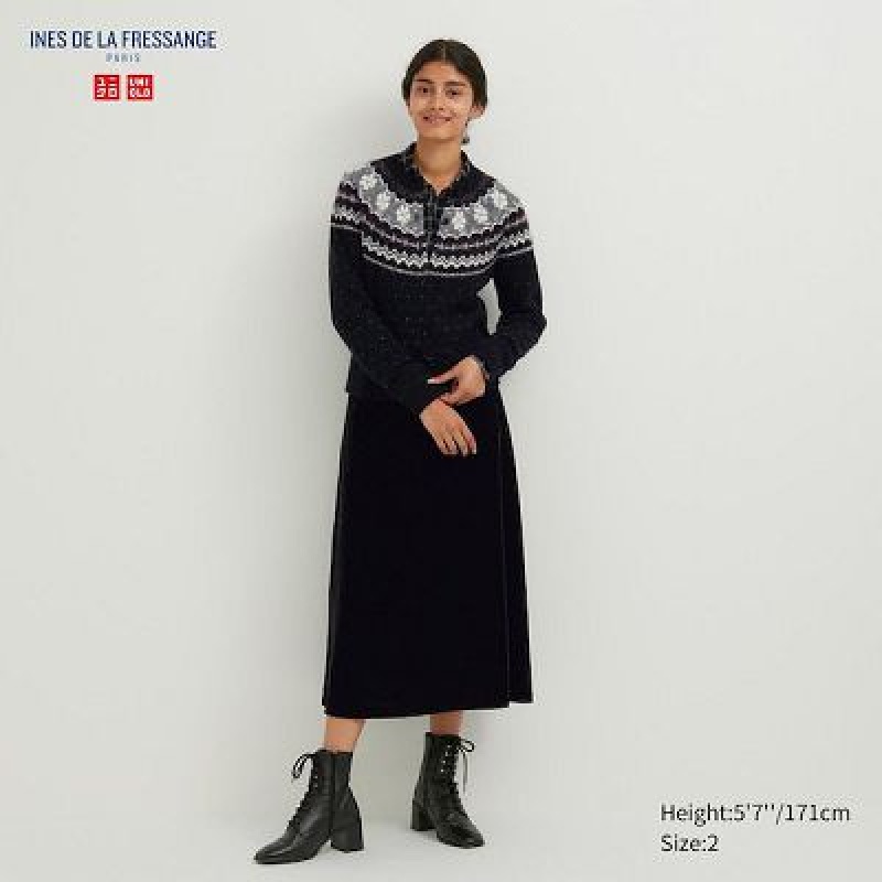 Uniqlo Velvet Narrow Kjolar Dam Svarta | 514137