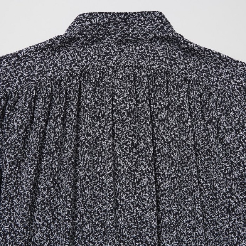 Uniqlo Volume Long-Sleeve Blus Dam Svarta | 1506338