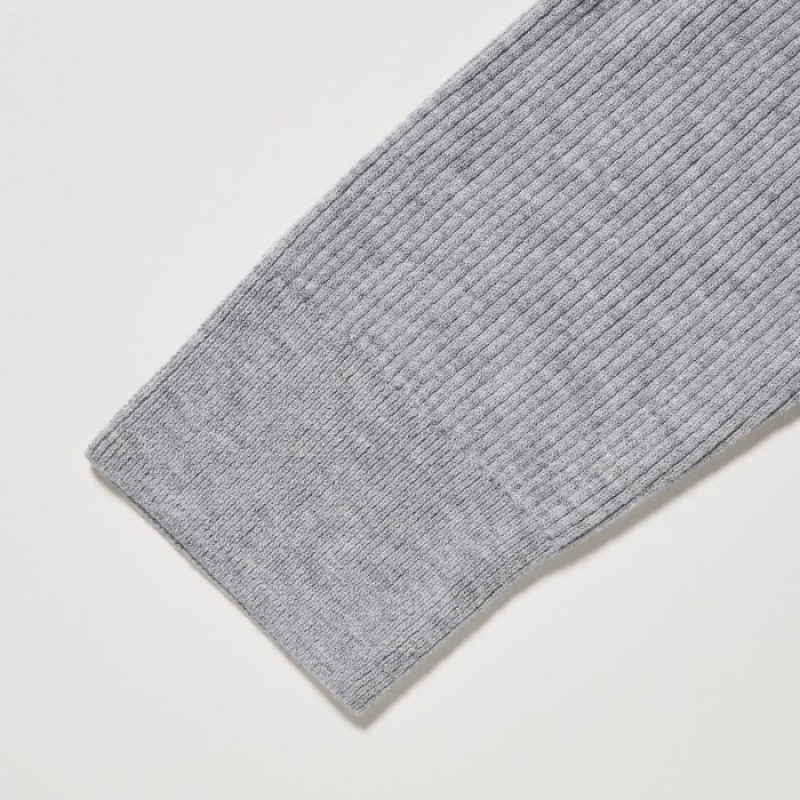 Uniqlo Washable Knit Ribbed Long-Sleeve Kofta Dam Grå | 2964597