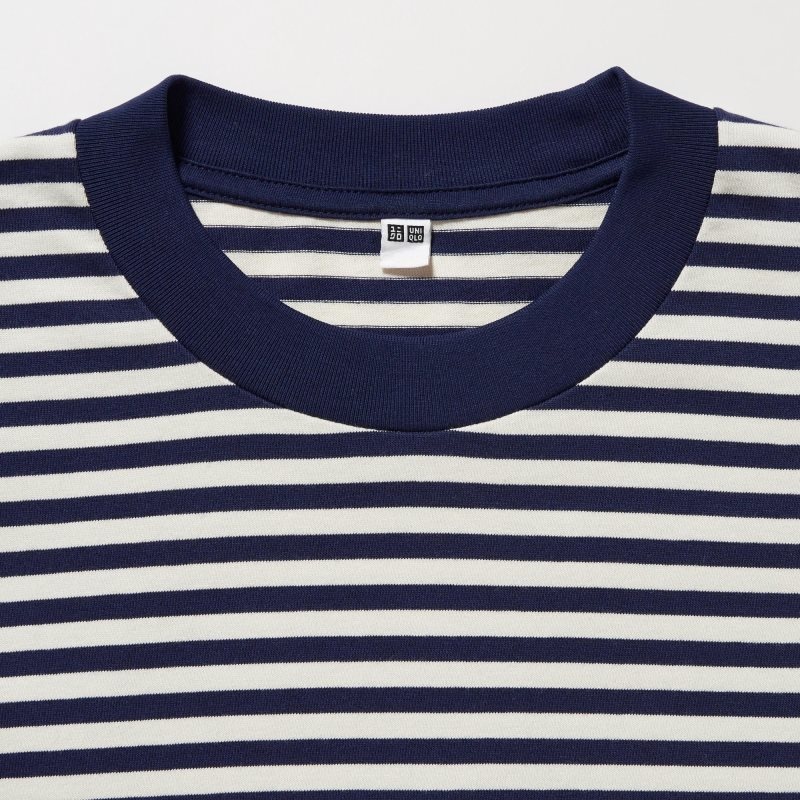 Uniqlo Washed Cotton Oversized Crew Neck Long-sleeve Striped T-shirt Herr Vita | 9992192