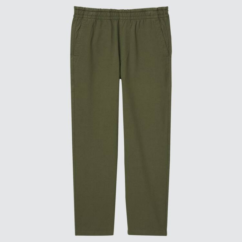 Uniqlo Washed Jersey Ankle Length Byxor Herr Olivgröna | 69462