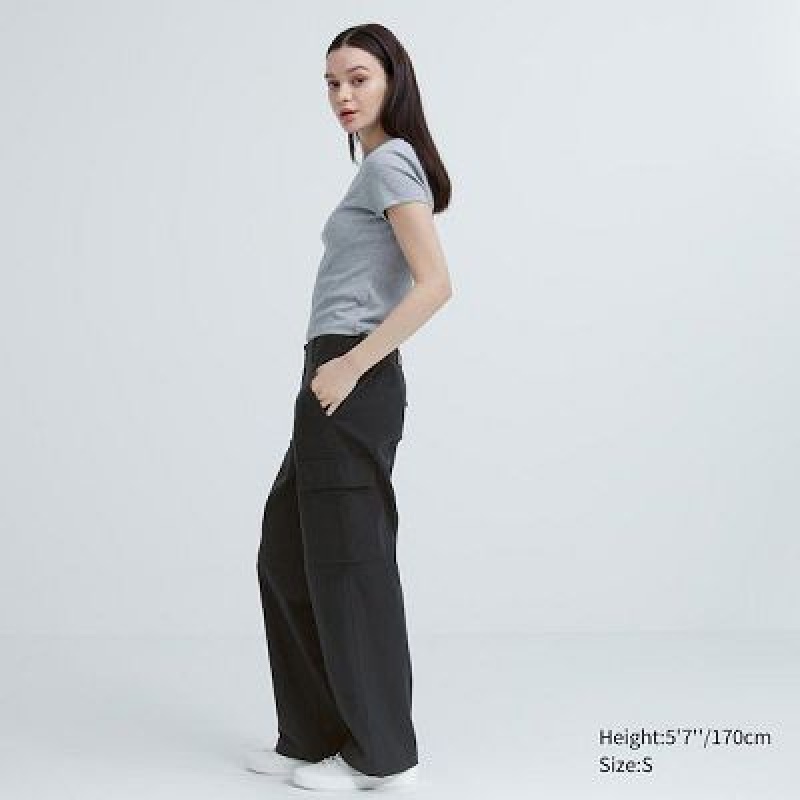 Uniqlo Wide Straight Cargo Byxor Dam Grå | 1067842