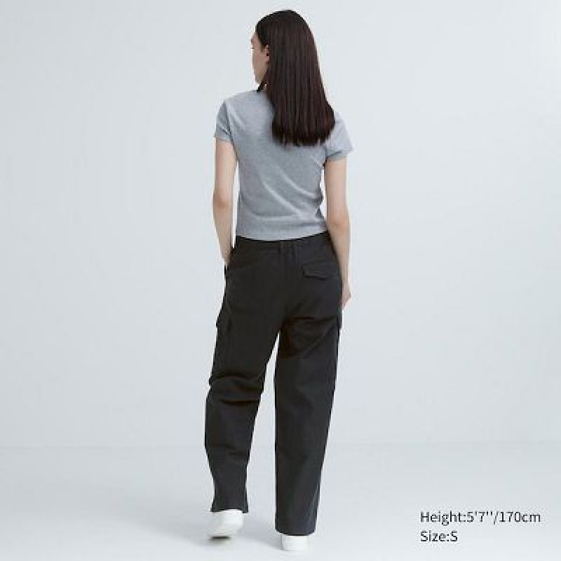Uniqlo Wide Straight Cargo Byxor Dam Grå | 1067842