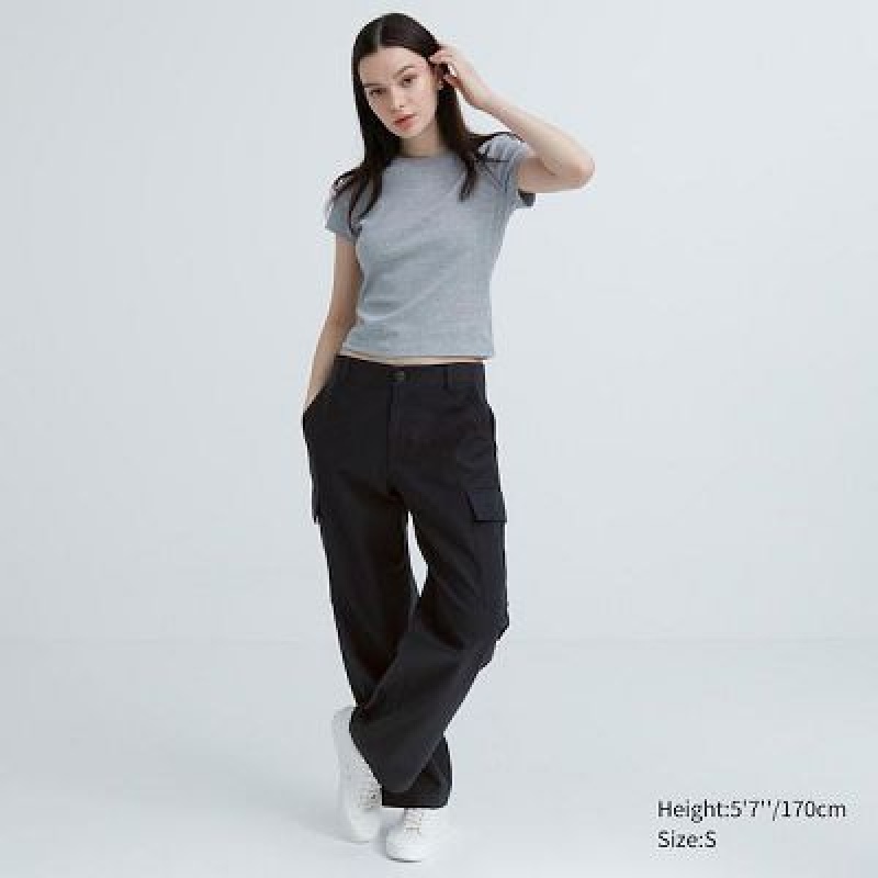 Uniqlo Wide Straight Cargo Byxor Dam Grå | 1067842