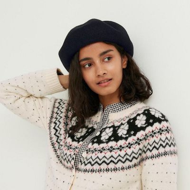 Uniqlo Wool Beret Hatt Dam Svarta | 1579781