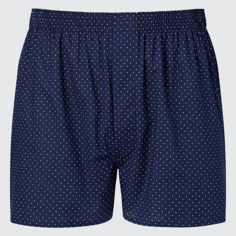 Uniqlo Woven Dotted Boxer Underkläder Herr Marinblå | 9914771