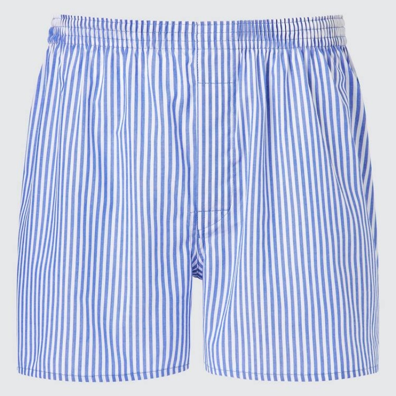 Uniqlo Woven Striped Boxer Underkläder Herr Blå | 9674126